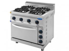 Oferta, National, Aragaz profesional 4 ochiuri pe gaz si cuptor electric, Ideal Inox, Linia 700